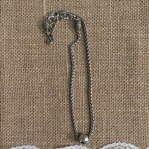 Sterling Silver Beaded Rope Chain Necklace - Silver Brighton